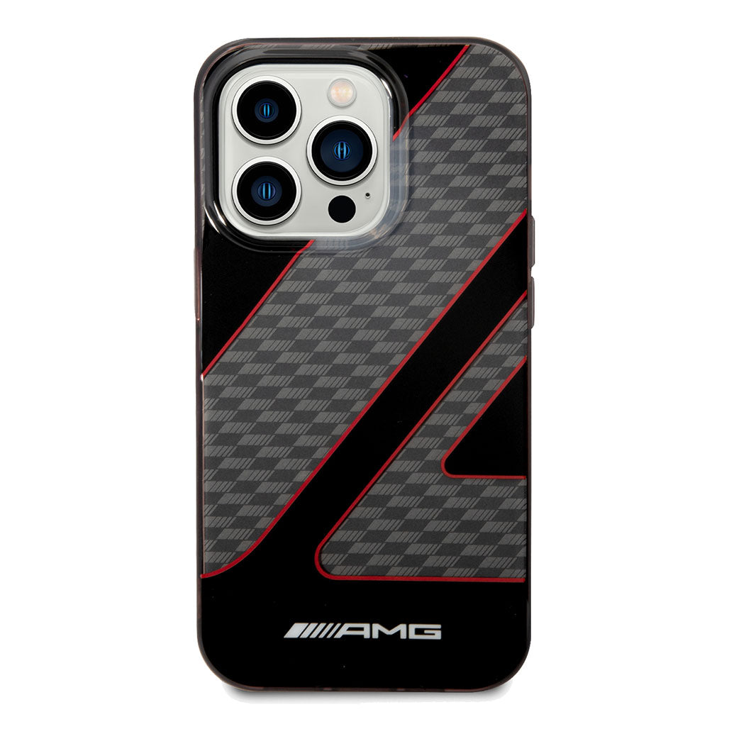 A Photo Of AMG Transparent Double Layer Case With Checkered Flag Pattern For iPhone 14 Pro Max