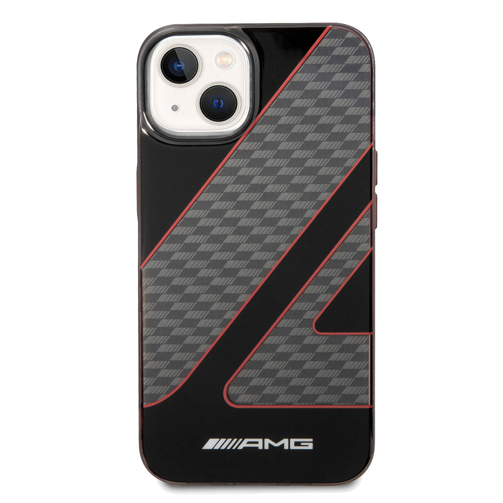 A Photo Of AMG Transparent Double Layer Case With Checkered Flag Pattern For iPhone 14