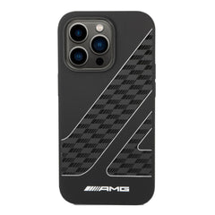 A Photo Of AMG Liquid Silicone Case With Checkered Flag Pattern For iPhone 14 Pro