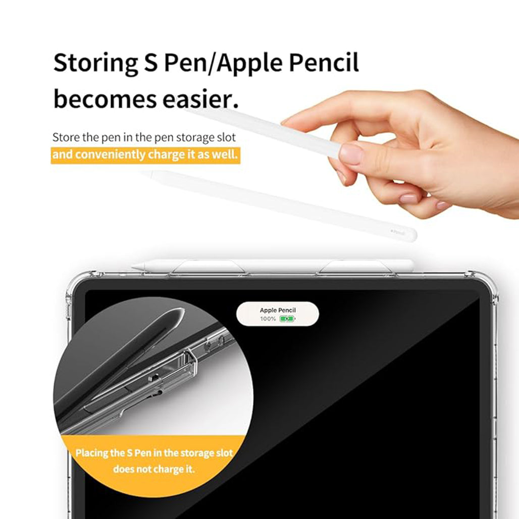 A Photo Of Araree Flexield SP Galaxy Tab S10 Ultra Clear Case - Transparent Protection with Multi-Angle Stand & S Pen Storage