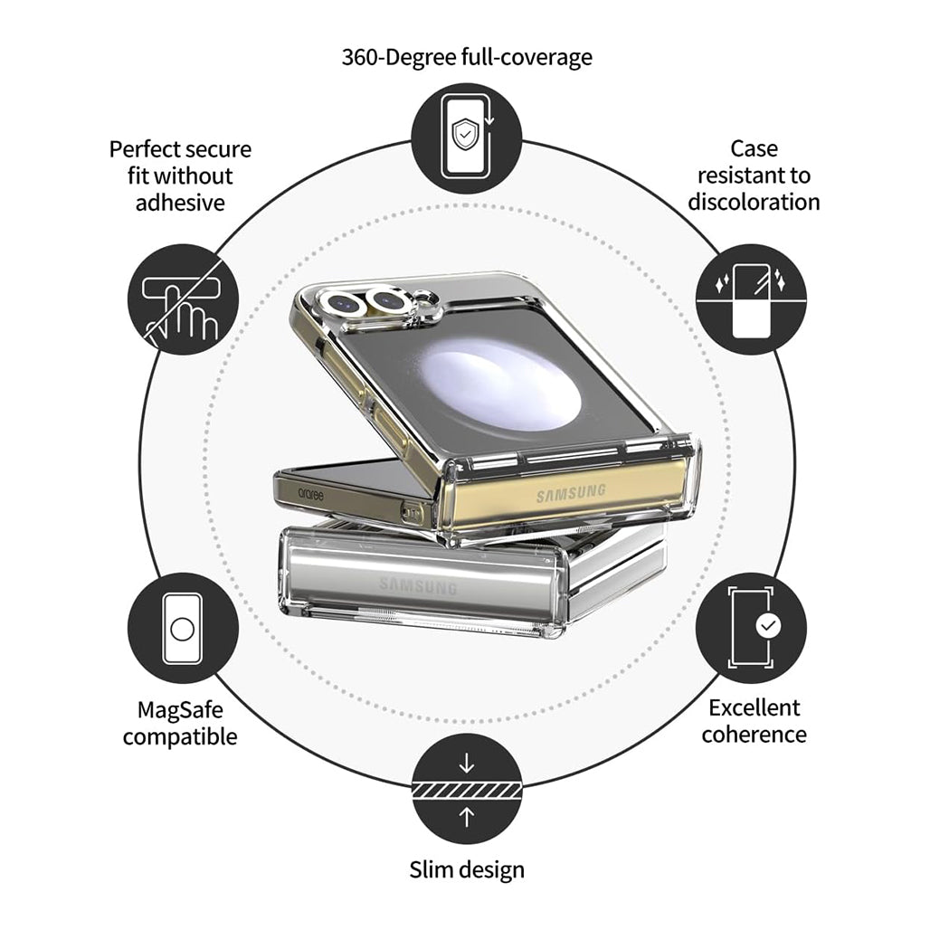 A Photo Of Araree Nukin 360 M Clear Case for Samsung Galaxy Z Flip 6 - Full-Body Protection with MagSafe Compatibility