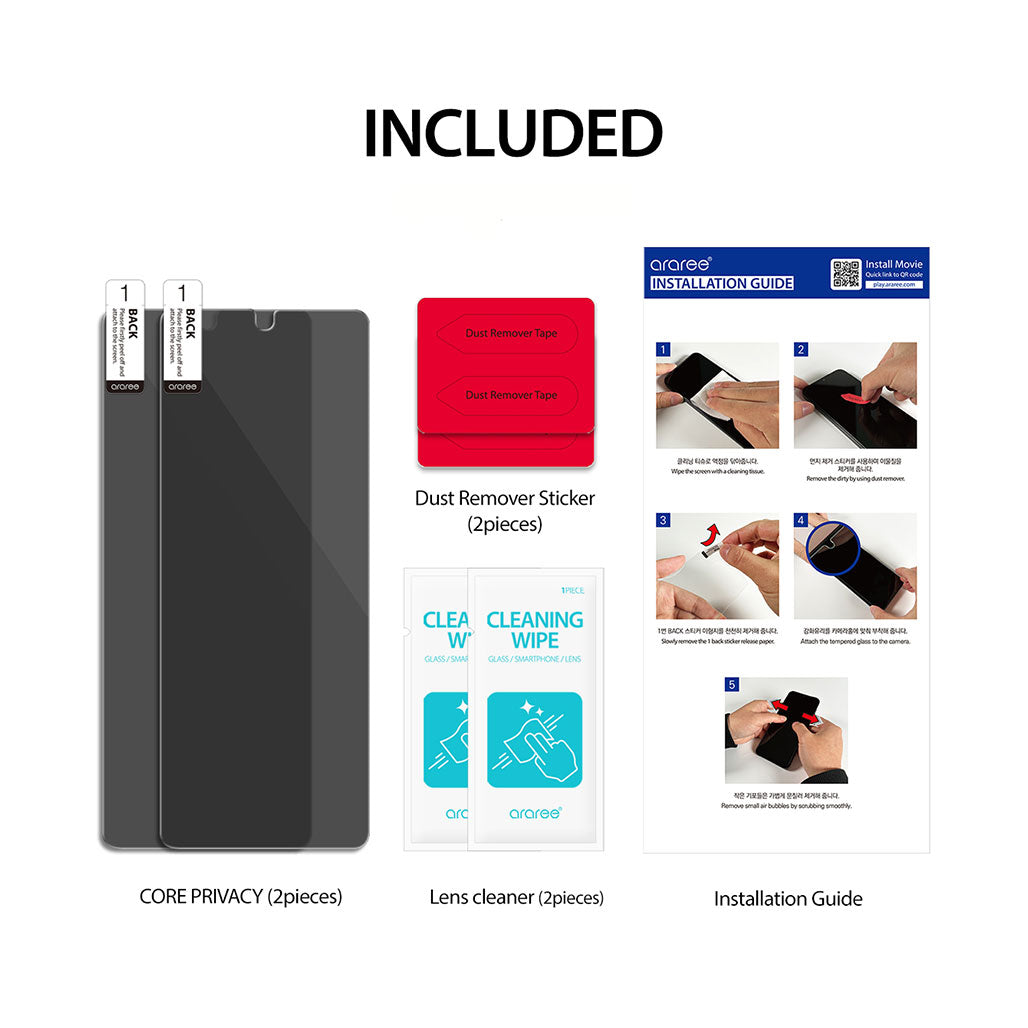 A Photo Of Araree Core Full Cover Tempered Glass For Galaxy Z Fold4 / Z Fold 5 - Included 2 Pack