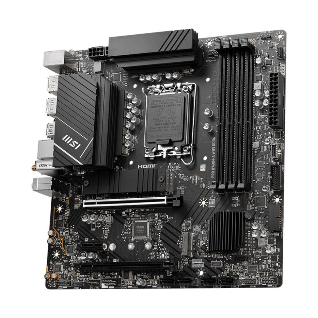 A Photo Of MSI Pro B760M-A WiFi DDR4 Motherboard - 911-7D99-003 | Compact ATX Board with PCIe 4.0, DDR4 Support, and Wi-Fi 6E