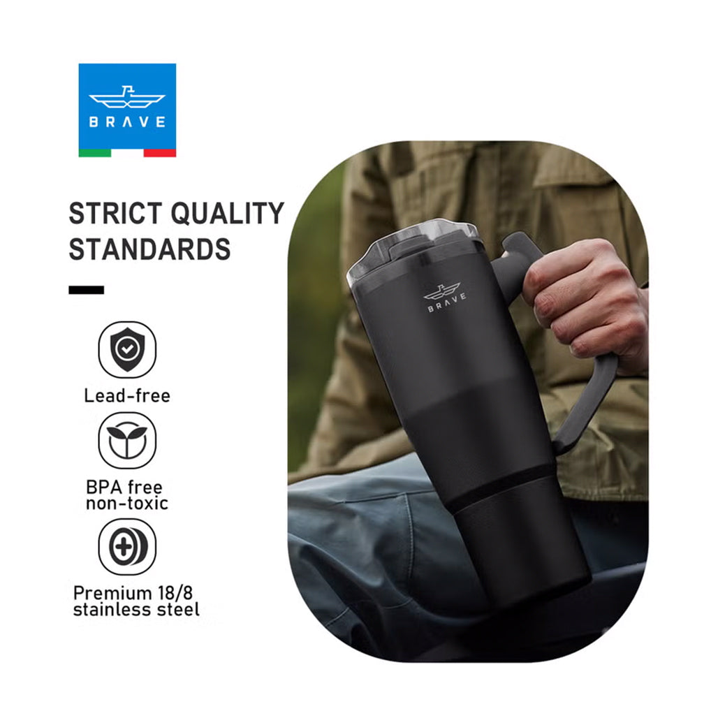 A Photo Of Brave BT-01BK TempGuard 40oz Stainless Steel Insulated Travel Mug – Leakproof, Durable & Temperature-Retaining Tumbler