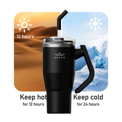 A Photo Of Brave BT-01BK TempGuard 40oz Stainless Steel Insulated Travel Mug – Leakproof, Durable & Temperature-Retaining Tumbler