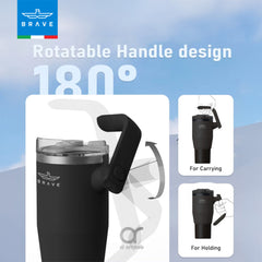 A Photo Of Brave BT-01BK TempGuard 40oz Stainless Steel Insulated Travel Mug – Leakproof, Durable & Temperature-Retaining Tumbler