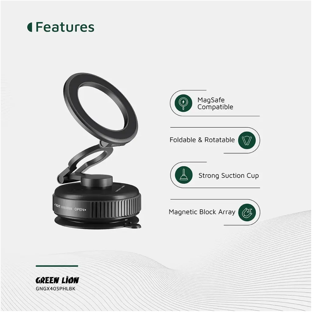 A Photo Of Green Lion GX-40 MagSafe Suction Phone Holder - Black