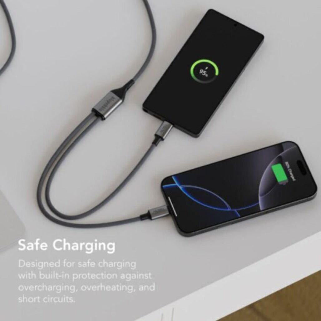 A Photo Of Blupebble PowerFlow 3in1 PD 100W USB-C to USB-C - BP-PFUSBC1.2M100W-BK-SD26-J