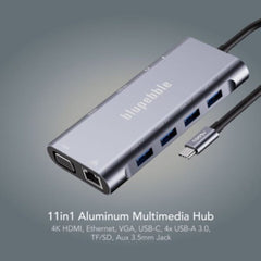 A Photo Of Blupebble C11 Multi Hub - BP-C11MULTIHUB11IN1-GY-SD26-J