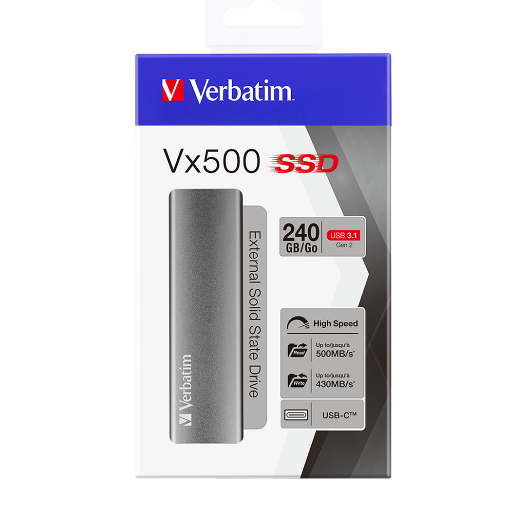 A Photo Of Verbatim Vx500 External SSD - 500 MB/s USB 3.2 Gen 2 Storage
