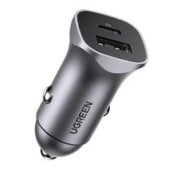 A Photo Of Ugreen 40858 30W USB C Car Charger Dual Port PD3.0 QC3.0 Fast Charging