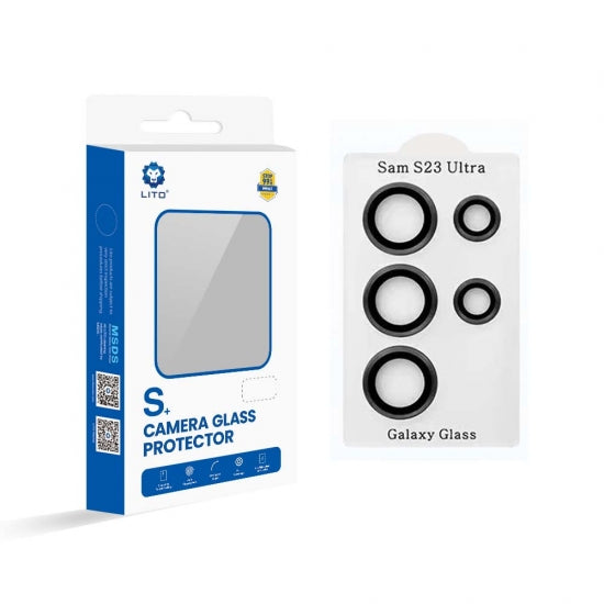 A Photo Of Samsung Galaxy S23 Camera Lens Protectors – Black, 9H Hardness, 110°-115° Water Drop Angle, Premium Glass Protection