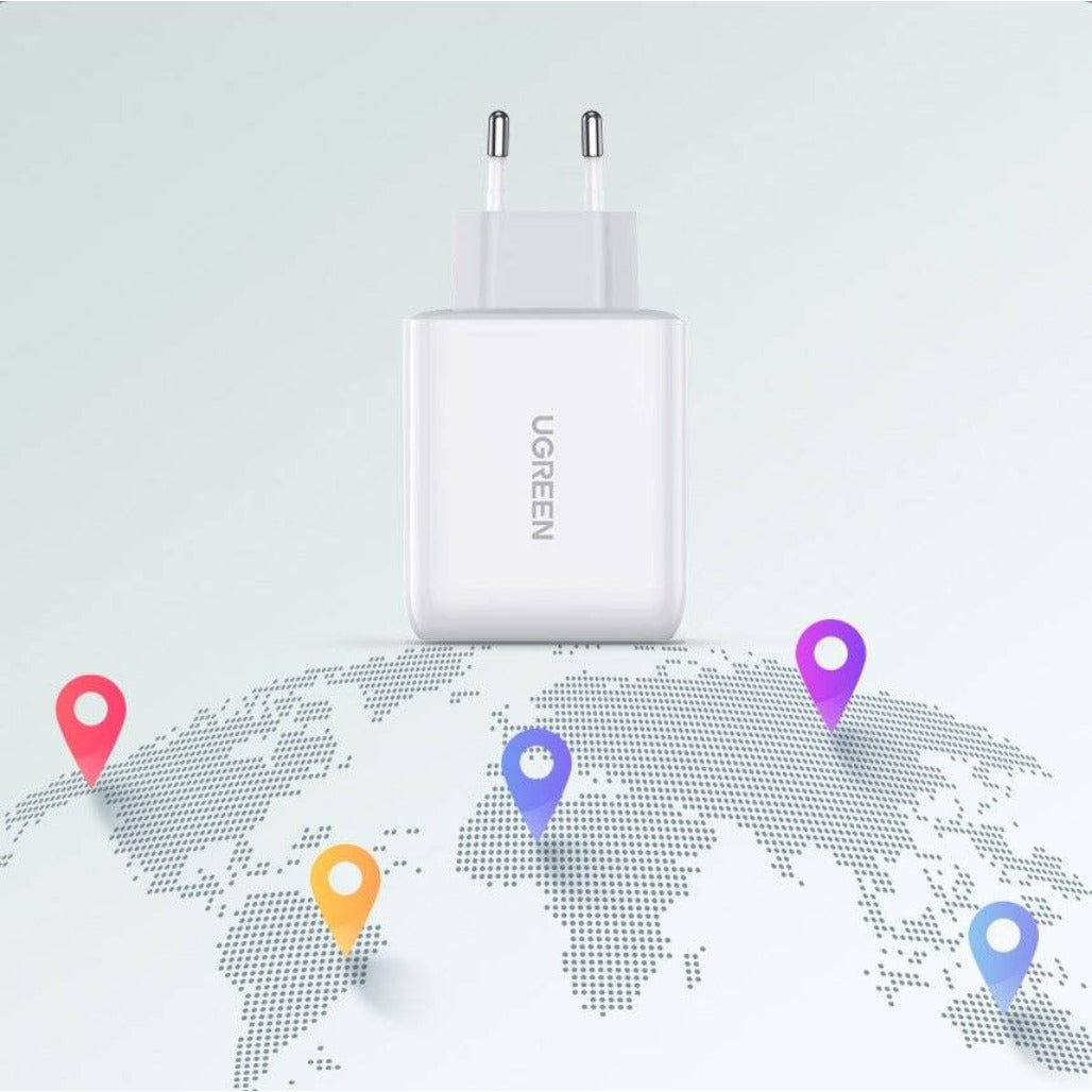 A Photo Of Ugreen 38W Dual-Port USB-C + USB-A Fast Charger – Smart Wall Charger (EU Plug)