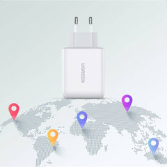 A Photo Of Ugreen 38W Dual-Port USB-C + USB-A Fast Charger – Smart Wall Charger (EU Plug)