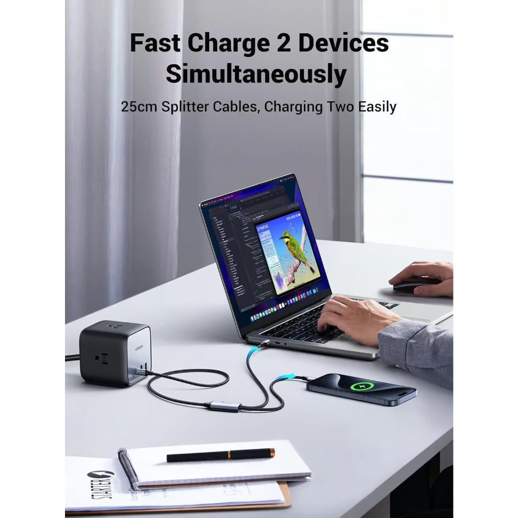 A Photo Of Ugreen 35087 2-in-1 Universal 100W PD Fast Charging Cable 1.5m