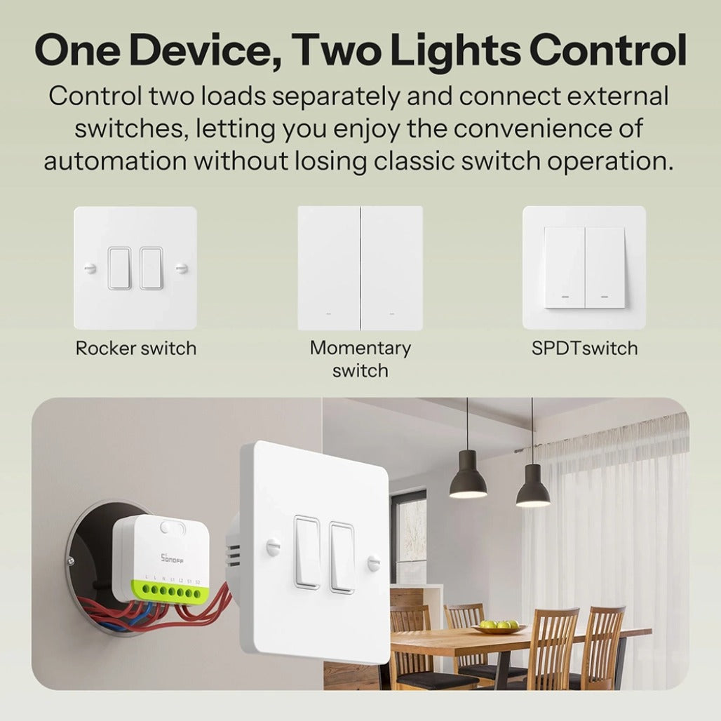 A Photo Of Sonoff Mini Duo 2 Gang Zigbee Switch - MINI-ZB2GS
