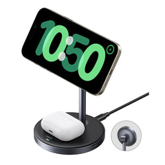 A Photo Of Ugreen MagFlow 2-in-1 Wireless Charger - Qi2 15W MagSafe Compatible Charging Stand
