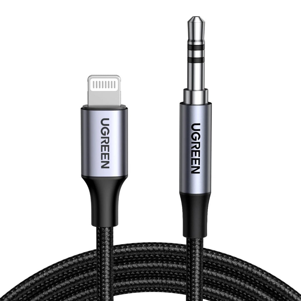 A Photo Of Ugreen 70509 Lightning To 3.5 Male Adaptor Cable Black 1M