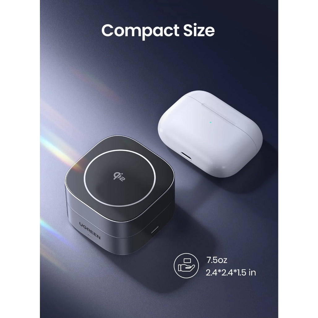 A Photo Of Ugreen 35316 MagFlow 2-in-1 Wireless Charger (Qi2 15W, MagSafe Compatible, Foldable)