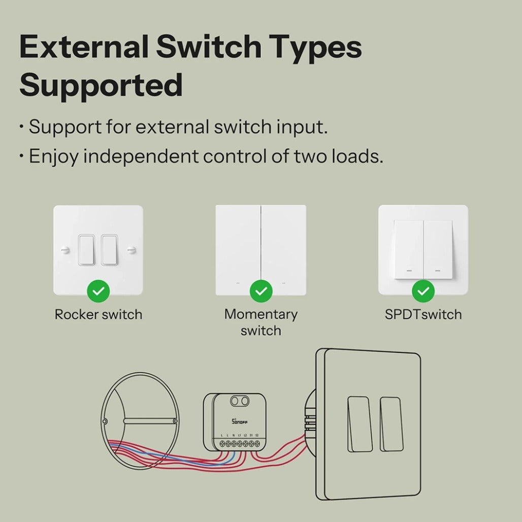 A Photo Of Sonoff Mini Duo 2 Gang Smart Switch - MINI 2GS