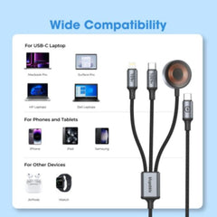A Photo Of Blupebble PowerFlow USB-C to USB-C Cable - 1.2m - BP-PF3IN1-BK-SD26-J