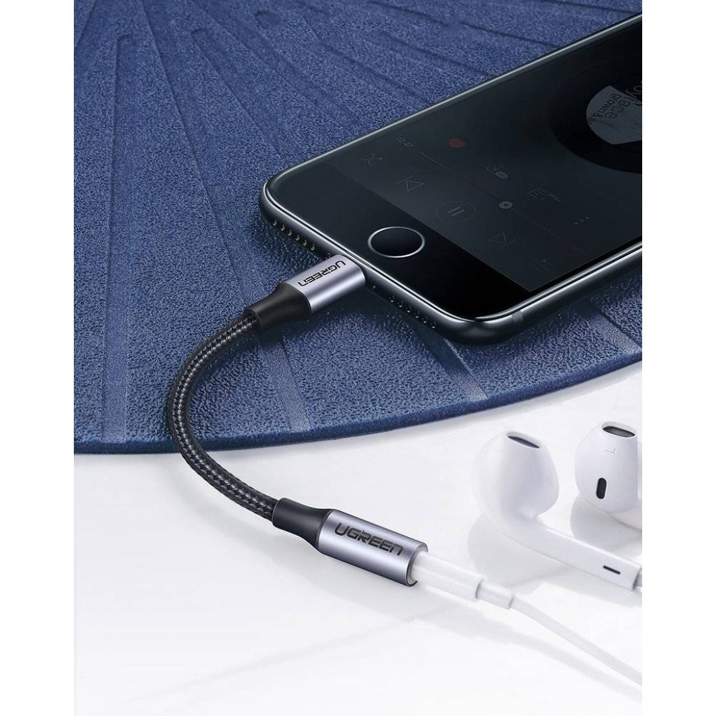 A Photo Of Ugreen 3.5mm Jack to Lightning Headphone Adapter – MFi Certified (10cm)
