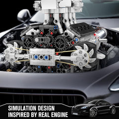 A Photo Of Mould King Motorized Turbocharged V8 Engine Building Toy Set - 737 Pieces - 10206