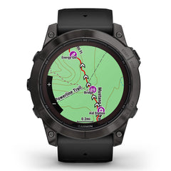 A Photo Of Garmin Fēnix® 7X Pro Sapphire Solar Edition - Titanium with Fog Gray/Ember Orange Band