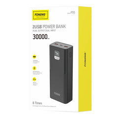 A Photo Of Foneng P55 30000mAh Power Bank with LCD Display – Dual 2.1A USB & Type-C Inputs