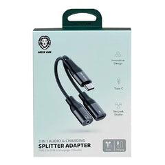 A Photo Of Green Lion 2-in-1 Audio & Charge Type-C Adapter - Male Type-C to Female Type-C