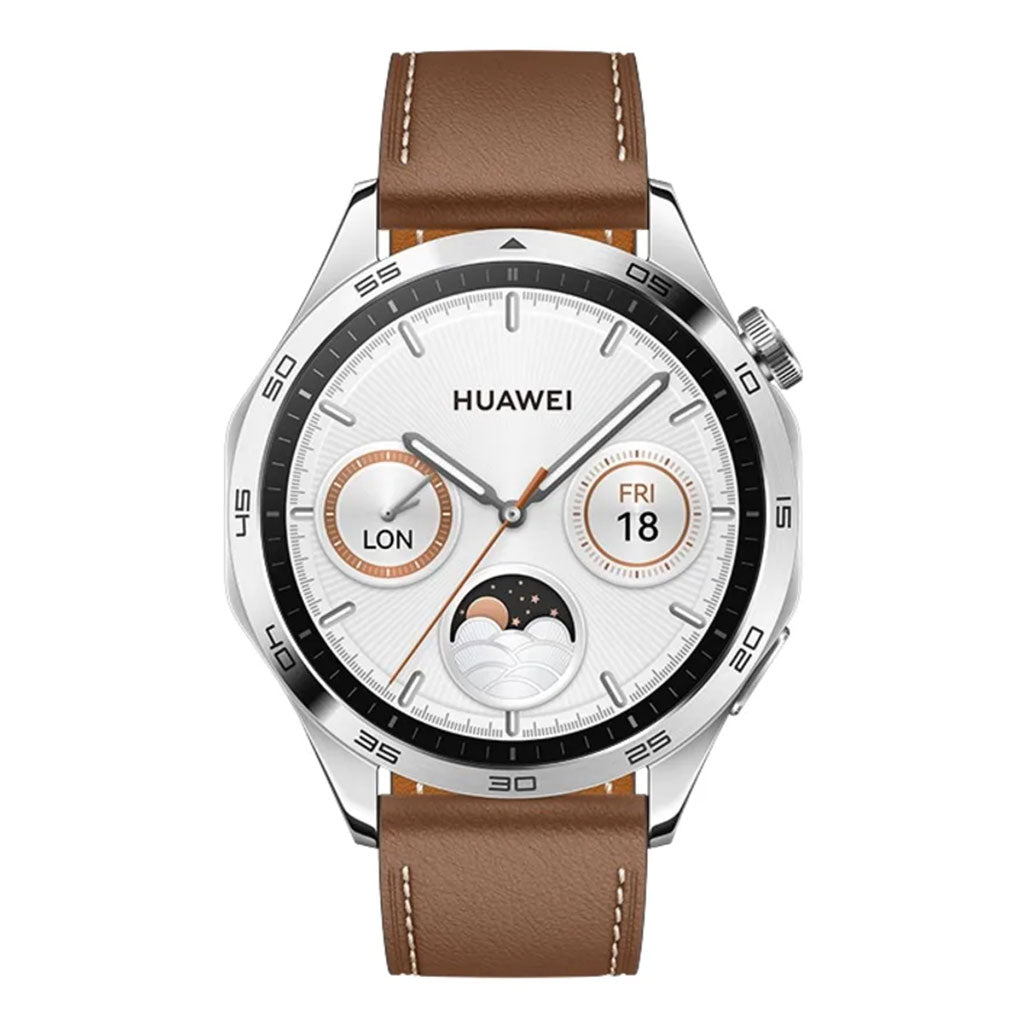 A Photo Of Huawei Watch GT4 46mm Brown Leather Strap
