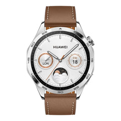 A Photo Of Huawei Watch GT4 46mm Brown Leather Strap