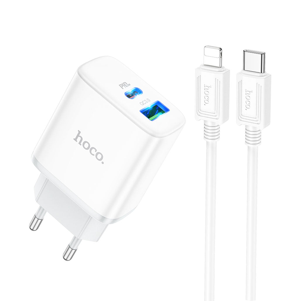 A Photo Of Hoco C105A Stage Dual Port Charger - 20W PD & QC3.0 Fast Charging