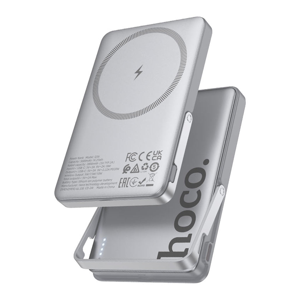 A Photo Of Hoco Q36 Sunlight 5000mAh Magnetic Wireless Power Bank – 20W PD Fast Charging with Foldable Stand