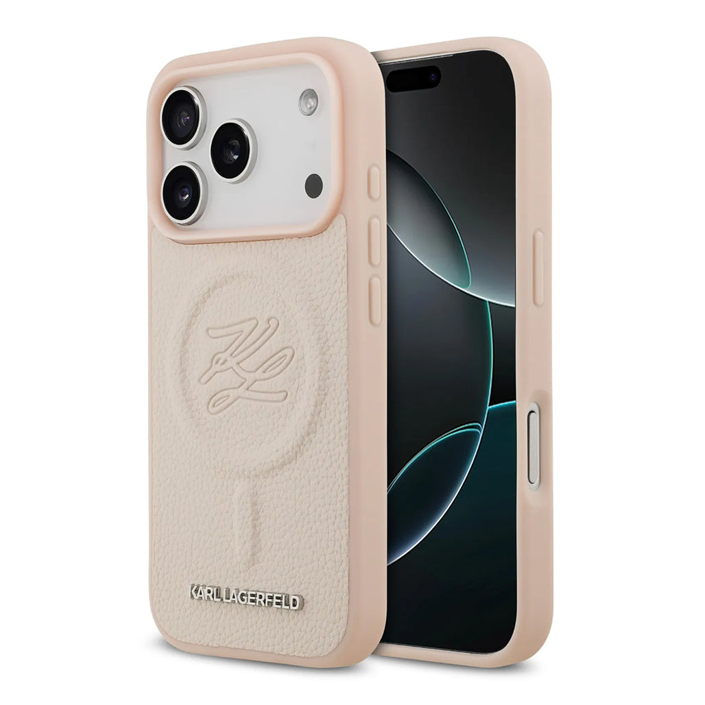 A Photo Of Karl Lagerfeld MagSafe PU Leather Case with Debossed Logo for iPhone 17 Pro Max