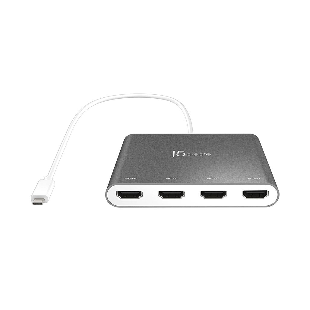 A Photo Of J5Create USB-C to 4-Port HDMI™ Multi-Monitor Adapter JCA366 - 4K Display Expansion for MacBook® and PC