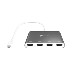 A Photo Of J5Create USB-C to 4-Port HDMI™ Multi-Monitor Adapter JCA366 - 4K Display Expansion for MacBook® and PC