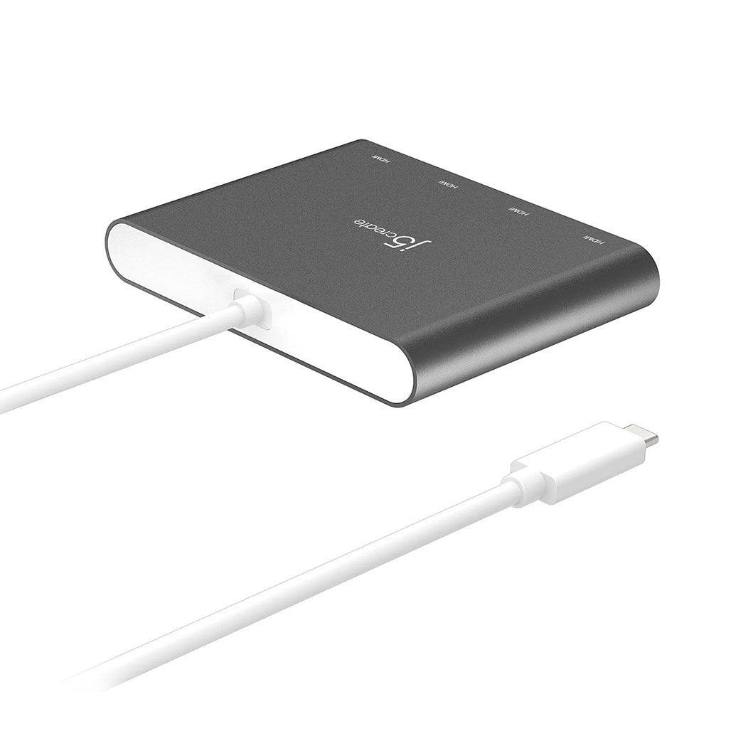 A Photo Of J5Create USB-C to 4-Port HDMI™ Multi-Monitor Adapter JCA366 - 4K Display Expansion for MacBook® and PC