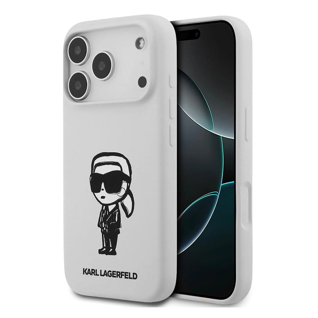 A Photo Of Karl Lagerfeld Liquid Silicone Case with Karl Sketch for iPhone 17 Pro