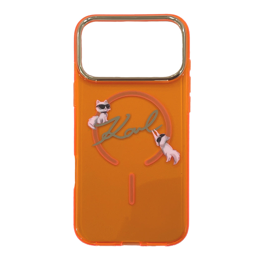 A Photo Of Karl Lagerfeld MagSafe IML Case with Choupette Scripted Logo for iPhone 17 Pro Max