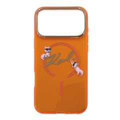 A Photo Of Karl Lagerfeld MagSafe IML Case with Choupette Scripted Logo for iPhone 17 Pro Max