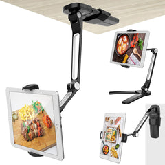 A Photo Of AboveTek Kitchen Tablet Stand - Adjustable 360° Mount with Camera Adapter for iPad, iPhone, and More