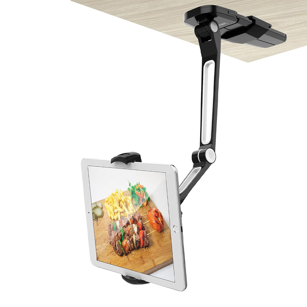 A Photo Of AboveTek Kitchen Tablet Stand - Adjustable 360° Mount with Camera Adapter for iPad, iPhone, and More