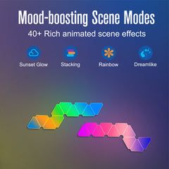 A Photo Of Smart Triangular Quantum Light LXQG06 - 6-Pack DIY LED Light Panels with Music Sync, APP & Remote Control