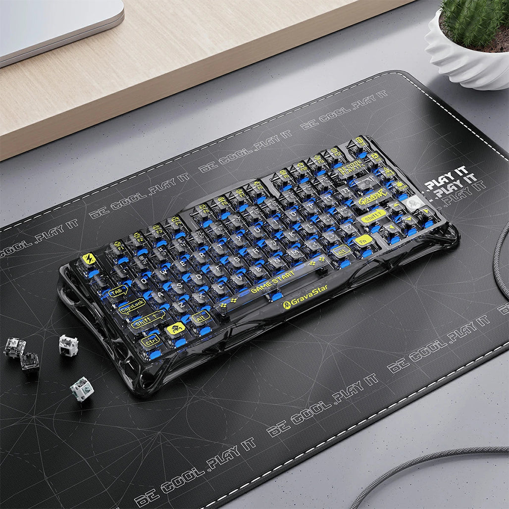 A Photo Of GravaStar Mercury K1 Lite Transparent Black 75% Mechanical Gaming Keyboard - Linear Switches