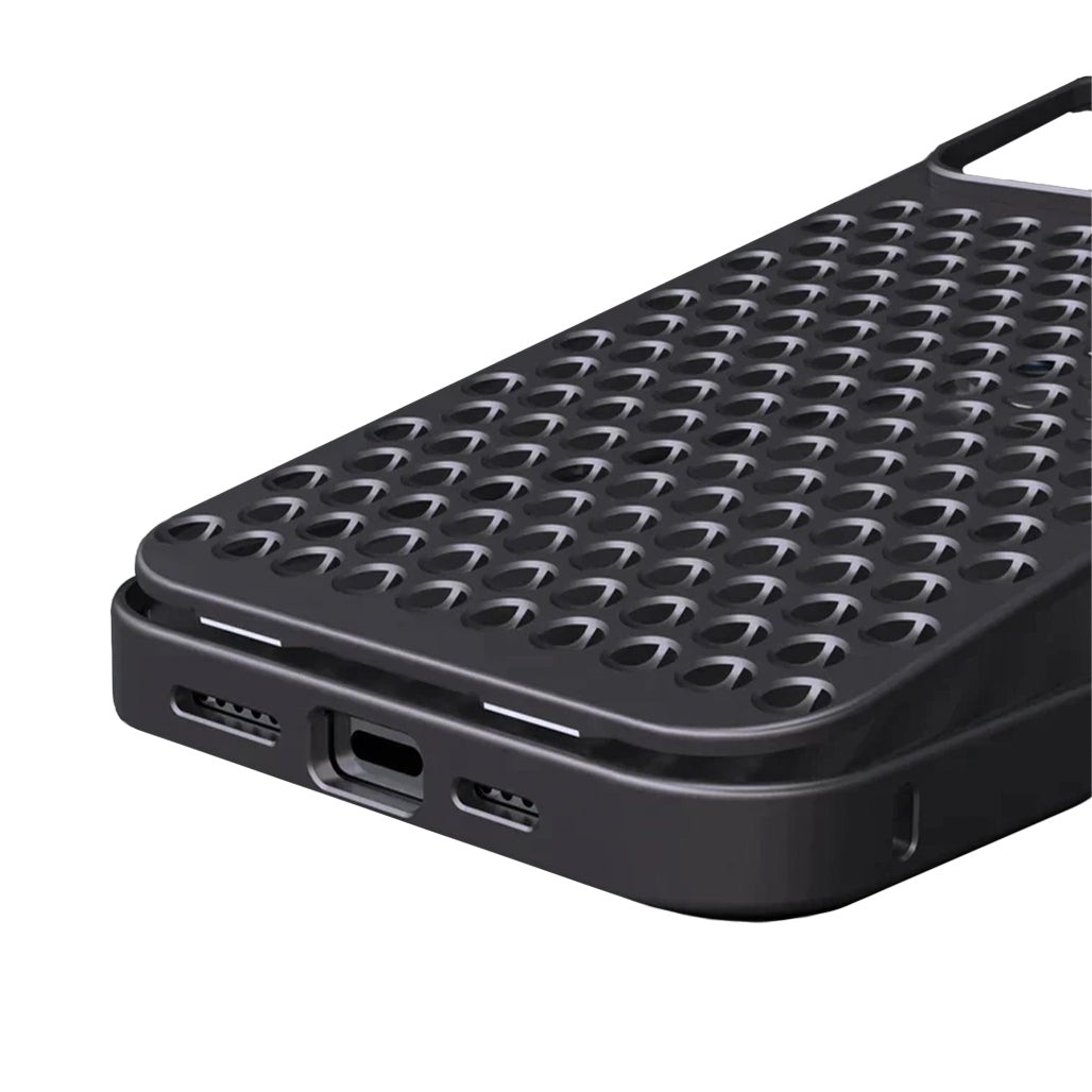 A Photo Of Metallic Alloy Shockproof Cooling Hybrid Case for iPhone 15 Pro Max - Black