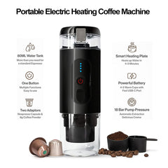 A Photo Of Mini Espresso CF-1801BGC - Portable Electric Espresso Maker with 18 Bar Pressure and 7500mAh Battery