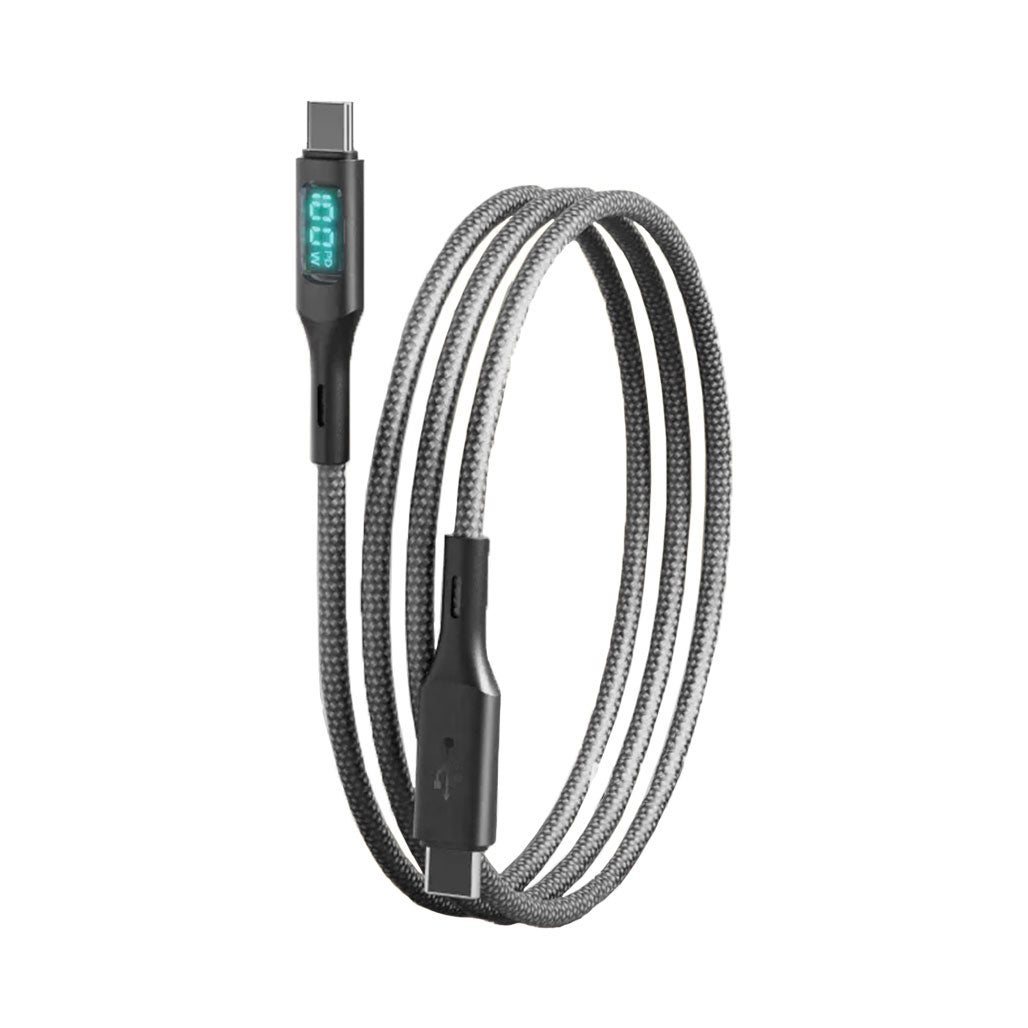 A Photo Of Moxom 100W 1.5m Type-C to Type-C Cable with Charging Status Mini-Display - Fast Charging Cable with Intelligent Sensor