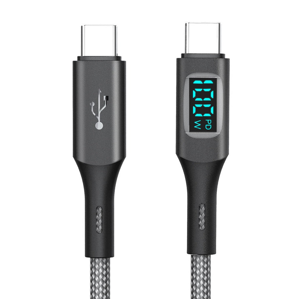 A Photo Of Moxom 100W 1.5m Type-C to Type-C Cable with Charging Status Mini-Display - Fast Charging Cable with Intelligent Sensor