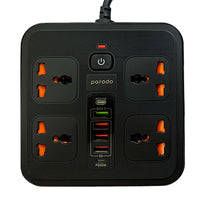 Porodo Multi-Port Super Hub 2 USB-C / 4 USB-A Universal AC Sockets